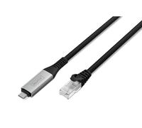 DIGITUS Cable USB a Ethernet - Tipo C a RJ45 - USB-C 3.2 Gen1 - 1 Gbit/s - 10 m - LSZH - CAT 6A S/FTP - AWG 26 - Plug & Play - Negro