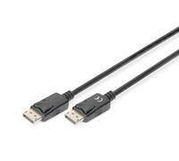 DIGITUS Cable DisplayPort - 2 m - UHD 4K 60 Hz - Full HD 1080p 120 Hz | con cierre de seguridad - DisplayPort 1.2, HDCP 1.3 - Compatible con PC, monitor y tarjetas gráficas para videojuegos - Negro