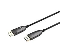 DIGITUS Cable DisplayPort de fibra óptica - 100 m - UHD 8k 120 Hz - DP 2.1 | HDR, VRR, ALLM, HDCP 2.3, CEC - UHBR 13,5 - 54 Gbps - Cable híbrido AOC - Cable de fibra óptica DisplayPort - Negro