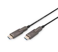 DIGITUS Cable HDMI de fibra óptica - 20 m - UHD 4k 60 Hz 1080p 120 Hz - HDMI 2.0 - conectores desmontables - 18 Gbps - ARC, HDR, HDCP 2.2, CEC - Cable híbrido AOC - contactos chapados en oro - Negro