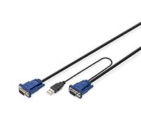 DIGITUS Cable KVM - 2x VGA, 1x USB 2.0 - 1,8 m - para consolas KVM - adecuado para DS-720xx y DS-23x00-x -negro