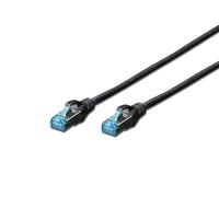 DIGITUS Cable LAN Cat 5e - 0,5m - Cable de red CCA con RJ45 - SF/UTP Blindado - Compatible con Cat6 y Cat5 - Negro