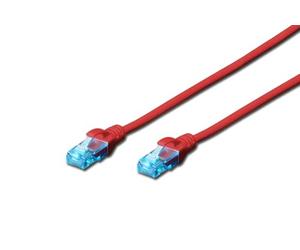 DIGITUS Cable LAN Cat 5e - 2m - Cable de red CCA con RJ45 - U/UTP sin apantallar - Compatible con Cat6 y Cat5 - Rojo