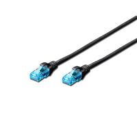 Digitus Cable LAN Cat 5e - 3m - Cable de red CCA con RJ45 - U/UTP sin apantallar - Compatible con Cat-6 y Cat-5 - Negro
