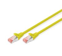 DIGITUS Cable LAN Cat 6 - 0,25m - Cable de red RJ45 - S/FTP Blindado - Compatible con Cat 6A y Cat 7 - Amarillo