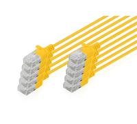 DIGITUS Cable LAN Cat 6 - 0.3m - 1 Gbit/s - 10 unidades - U-UTP no apantallado - Slim AWG 32/7 - PoE+ - LSZH - 250 Mhz - RJ45 cable de red - Amarillo