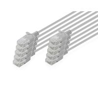 DIGITUS Cable LAN Cat 6 - 0.3m - 1 Gbit/s - 10 unidades - U-UTP no apantallado - Slim AWG 32/7 - PoE+ - LSZH - 250 Mhz - RJ45 cable de red - Gris