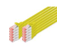 DIGITUS Cable LAN Cat 6 - 0,5m - 10 Piezas - Cable de red RJ45 - S/FTP Blindado - Compatible con Cat 6A y Cat 7 - Amarillo