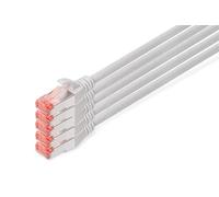 DIGITUS Cable LAN Cat 6 - 10m - 5 Piezas - Cable de red RJ45 - S/FTP Blindado - Compatible con Cat 6A y Cat 7 - Gris