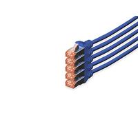 DIGITUS Cable LAN Cat 6 - 10m - 5 Piezas - Cable de red RJ45 - S/FTP Blindado - Compatible con Cat 6A y Cat 7 - Azul