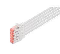 DIGITUS Cable LAN Cat 6 - 10m - 5 Piezas - Cable de red RJ45 - S/FTP Blindado - Compatible con Cat 6A y Cat 7 - Blanco