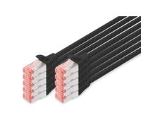 DIGITUS Cable LAN Cat 6 - 1m - 10 Piezas - Cable de red RJ45 - S/FTP Blindado - Compatible con Cat 6A y Cat 7 - Negro