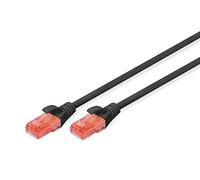 DIGITUS Cable LAN Cat 6 - 1m - Cable de red CCA con RJ45 - U/UTP sin apantallar - Compatible con Cat-6A y Cat-5e - Negro