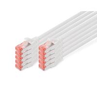 DIGITUS Cable LAN Cat 6 - 2m - 10 Piezas - Cable de red RJ45 - S/FTP Blindado - Compatible con Cat6A y Cat7 - Blanco