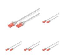 DIGITUS Cable LAN Cat 6-3m - Cable de red CCA con RJ45 - U/UTP sin apantallar - Compatible con Cat-6A y Cat-5e - Gris (Paquete de 5)