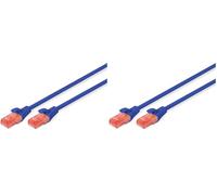 DIGITUS Cable LAN Cat 6-5m - Cable de red CCA con RJ45 - U/UTP sin apantallar - Compatible con Cat-6A y Cat-5e - Azul (Paquete de 2)