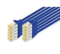 DIGITUS Cable LAN Cat 6A - 0,25 m - 10 unidades - S/FTP apantallado - Azul | 10 Gbit/s - PoE++ - AWG 27/7 - LSZH - Cable de red RJ45 - Compatible con Cat 6 y Cat 7
