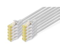 DIGITUS Cable LAN Cat 6A - 0,25 m - 10 unidades - S/FTP apantallado - Gris