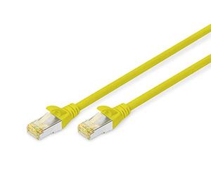 DIGITUS Cable LAN Cat 6A - 0,25m - Cable de red RJ45 - S/FTP Blindado - Compatible con Cat6 y Cat7 - Amarillo