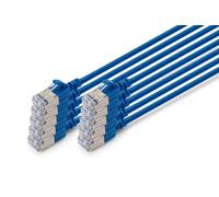 DIGITUS Cable LAN Cat 6A - 0,3 m - 10 unidades - Slim - F/FTP - Azul | 10 Gbit/s - Apantallado - PoE+ - AWG 32/7 - LSZH - Cable de red RJ45 - Compatible con Cat 6 y Cat 7