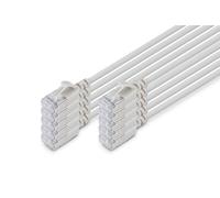 DIGITUS Cable LAN Cat 6A - 0,3 m - 10 unidades - Slim - F/FTP - Gris | 10 Gbit/s - Apantallado - PoE+ - AWG 32/7 - LSZH - Cable de red RJ45 - Compatible con Cat 6 y Cat 7