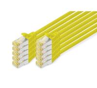 DIGITUS Cable LAN Cat 6A - 1 m - 10 unidades - Cable de red RJ45 - S/FTP blindado - Compatible con Cat6 y Cat7 - Amarillo
