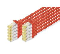 DIGITUS Cable LAN Cat 6A - 1 m - 10 unidades - S/FTP apantallado - Rojo | 10 Gbit/s - PoE++ - AWG 27/7 - LSZH - Cable de red RJ45 - Compatible con Cat 6 y Cat 7