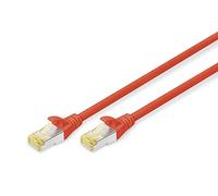 DIGITUS Cable LAN Cat 6A - 10m - Cable de red RJ45 - S/FTP Blindado - Compatible con Cat6 y Cat7 - Rojo