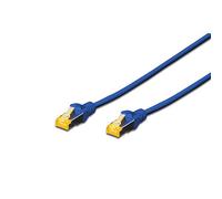 DIGITUS Cable LAN Cat 6A - 1m - Cable de red RJ45 - S/FTP Blindado - Compatible con Cat6 y Cat7 - Azul