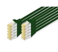 DIGITUS Cable LAN Cat 6A - 3 m - 10 unidades - Cable de red RJ45 - S-FTP blindado - Compatible con Cat6 y Cat7 - Verde