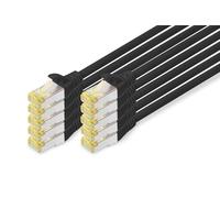 DIGITUS Cable LAN Cat 6A - 3 m - 10 unidades - S/FTP apantallado - Negro | 10 Gbit/s - PoE++ - AWG 27/7 - LSZH - Cable de red RJ45 - Compatible con Cat 6 y Cat 7