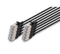 DIGITUS Cable LAN Cat 6A - 3 m - 10 unidades - Slim - F/FTP - Negro | 10 Gbit/s - Apantallado - PoE+ - AWG 32/7 - LSZH - Cable de red RJ45 - Compatible con Cat 6 y Cat 7