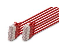 DIGITUS Cable LAN Cat 6A - 3 m - 10 unidades - Slim - F/FTP - Rojo | 10 Gbit/s - Apantallado - PoE+ - AWG 32/7 - LSZH - Cable de red RJ45 - Compatible con Cat 6 y Cat 7