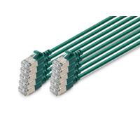 DIGITUS Cable LAN Cat 6A - 3 m - 10 unidades - Slim - F/FTP - Verde | 10 Gbit/s - Apantallado - PoE+ - AWG 32/7 - LSZH - Cable de red RJ45 - Compatible con Cat 6 y Cat 7