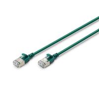 Cable de parcheo slim RJ45-RJ45, Cat.6A, F/FTP, AWG 32/7, LSOH, 3 m, verde