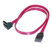 DIGITUS Cable SATA III - 0,5 m - conector acodado a 90 grados - 6 Gbit/s | SATA 3 - compatible con placas base, discos duros, SSD o unidades ópticas - Rojo