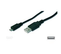 DIGITUS Cable USB 2.0 - 1 m - USB-A a tipo Micro B - 480 Mbps - Cable de conexión para ordenadores, portátiles, concentradores, smartphones - Polybag - Negro