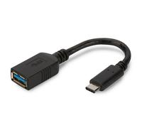 DIGITUS Cable Adaptador USB 3.2 Gen1-0,15 m - USB C (m) a USB A (f) - 5 Gbit/s - Adaptador USB - Negro