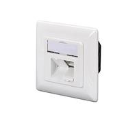 DIGITUS Caja de conexión Cat-5e - 2 puertos RJ45 - Caja de red empotrada - Entrada horizontal - Diseño elegante - Blanco puro, LSA - Cat 5e