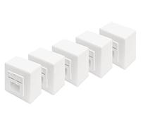 DIGITUS Caja de conexión LSA Cat-6 - 2 puertos RJ45 - 5 unidades - Caja de red de superficie o empotrada - Entrada horizontal - Compatible con diseño - 1 Gbps - Blindada - PoE - Blanco RAL9003