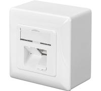 Toma de conexión DIGITUS Cat-6 - 2 puertos RJ45 - toma de red para montaje en superficie - alimentación horizontal - compatible con diseño - blanco puro