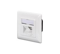 DIGITUS Caja de conexión LSA Cat-6 - 2 puertos RJ45 - Caja de red empotrada o de superficie - Entrada horizontal - Compatible con diseño - 1 Gbps - Blindada - Compatible con PoE - Blanco RAL9003