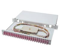 DIGITUS caja de empalme de fibra óptica 24 acopladores - SC - OM4-1U 19 pulgadas - multimodo dúplex - con casete de empalme - montaje en bastidor