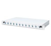 DIGITUS ' Caja DE Empalme DE Fibra ÓPTICA Equipada LC OS2'' | Premontado - 19 pulgadas 1 HE - 24 fibras - extraíble - caja dividida de fibra óptica - gris