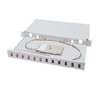 DIGITUS Caja de empalmes LWL 6 acoplamientos LC - OM4 - 1HE 19 pulgadas - Dúplex multimodo - Con cassette de empalme - Montaje en bastidor