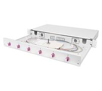 FO splice box, 1U, equipped, 6x LC DX, OM4 incl. splice cassette, colored pigtails, couplers