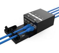 DIGITUS Caja de Punto de Consolidación - para Cuatro Módulos Keystone y Cables de Red - Gestor de Cables Inteligente - Grado de Protección IP20 - Montaje en Pared y Techo - Negro