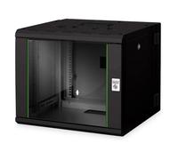 Digitus Carcasa de Pared Unique 9HE, Armario Rack de Pared 9U 509x600x600mm, Capacidad 80kg, Puerta de Cristal, Negro, Modelo 509x600x600mm