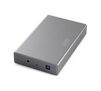 DIGITUS Carcasa para Disco Duro - USB 3.2 Gen1 - 5 Gbit/s - para Discos Duros SATA y SSD de 3,5 y 2,5 Pulgadas - para Discos Duros de hasta 16 TB - Carcasa de Aluminio - Gris