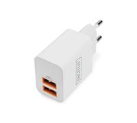 DIGITUS Cargador Universal 15,5 W - 2 Puertos USB-A - Fuente de alimentación para iPhone, iPad, Samsung Galaxy, Pixel, Xiaomi, Motorola, Huawei, Sony, LG, HTC - Blanco